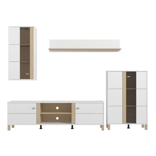 ΚΕΝΤΡΟ ΨΥΧΑΓΩΓΙΑΣ-ΣΥΝΘΕΣΗ PECKHAM ΛΕΥΚΟ-OAK 260x40x183εκ