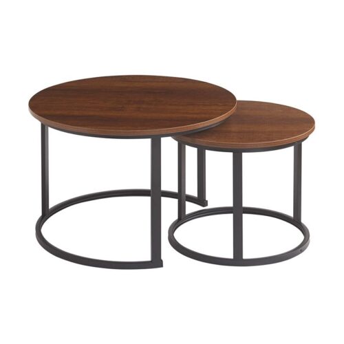 ΣΕΤ 2 ΒΟΗΘΗΤΙΚΑ ΤΡΑΠΕΖΑΚΙΑ Fylliana FL3723 ΣΚΟΥΡΟ ΚΑΦΕ 50x50x39εκ & 70x70x46εκ