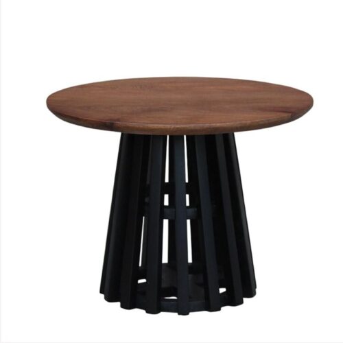 ΣΤΡΟΓΓΥΛΟ ΤΡΑΠΕΖΙ ΣΑΛΟΝΙΟΥ Fylliana "Mekong" ΚΑΦΕ-ΜΑΥΡΟ ΧΡΩΜΑ 60x45εκ