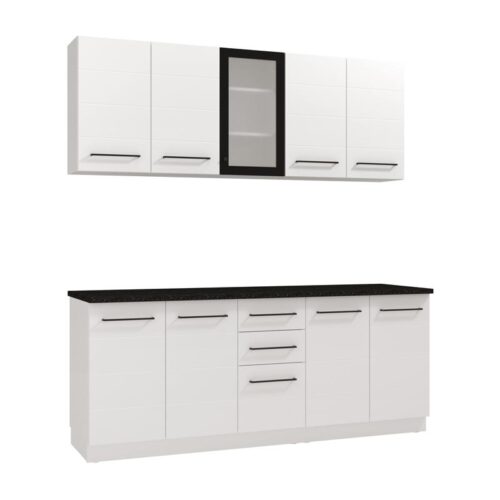 ΣΥΝΘΕΣΗ ΚΟΥΖΙΝΑΣ RAJNA 200 ΛΕΥΚΟ/ΜΑΥΡΟ ΜΑΤ 200x51x200εκ