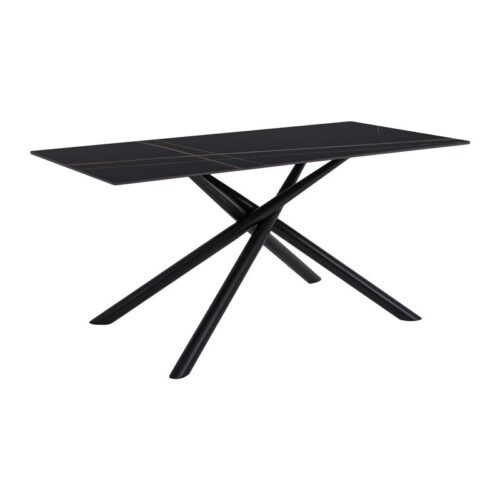 ΤΡΑΠΕΖΙ ΤΡΑΠΕΖΑΡΙΑΣ Fylliana FL1603 ΚΕΡΑΜΙΚΗ ΕΠΙΦΑΝΕΙΑ ΜΕ ΜΕΤΑΛΛΙΚΑ ΠΟΔΙΑ ΜΑΥΡΟ ΧΡΩΜΑ 180x90x76εκ