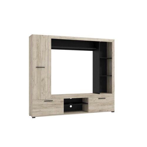 ΚΕΝΤΡΟ ΨΥΧΑΓΩΓΙΑΣ-ΣΥΝΘΕΣΗ LORCA GREY OAK / ΜΑΥΡΟ 195x35x171εκ