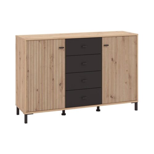 ΚΟΜΟΤΑ-ΜΠΟΥΦΕΣ AVIGNON 138 3K4F2V ARTISAN OAK-ΜΑΥΡΟ ΧΡΩΜΑ 139x40x90εκ