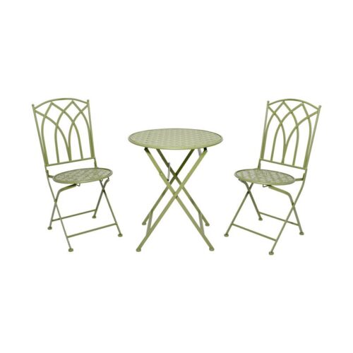 ΣΕΤ ΜΕΤΑΛΛΙΚΟ ΤΡΑΠΕΖΙ ΚΗΠΟΥ Fylliana ΜΕ 2 ΚΑΡΕΚΛΕΣ Gordon ΠΡΑΣΙΝΟ ΧΡΩΜΑ