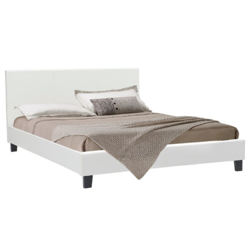 Κρεβάτι Nevil pakoworld 150x200 PU χρώμα λευκό ματ 006-000001