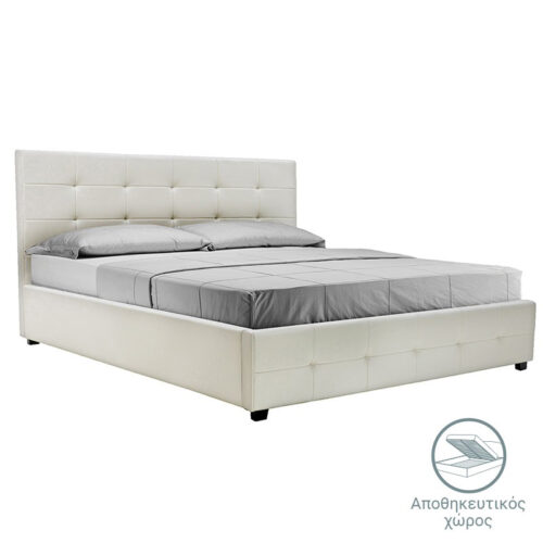 Κρεβάτι Roi pakoworld 160x200 PU λευκό ματ + αποθηκευτικό χώρο 006-000016