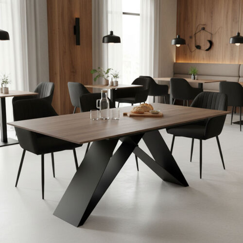 Τραπέζι Sabrina pakoworld sintered stone καρυδί-μαύρο 180x90x75εκ 029-000461