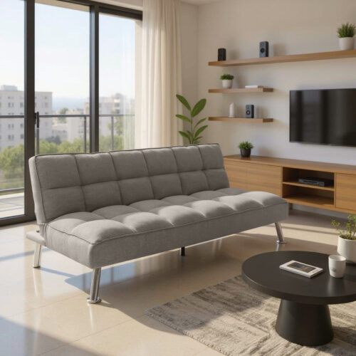 Καναπές-κρεβάτι Rebel pakoworld 3θέσιος με ύφασμα γκρι 189x92x82εκ 035-000019