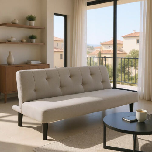 Καναπές-κρεβάτι Breathe pakoworld ύφασμα γκρι 167x77x73εκ 035-000067