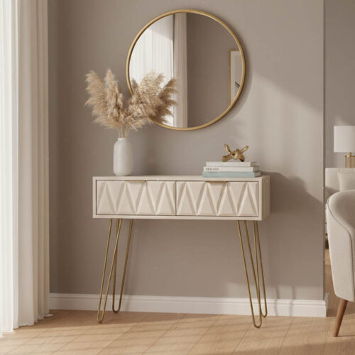 Κονσόλα Isla pakoworld χρώμα λευκό painting-χρυσό 80x39x74εκ 066-000008