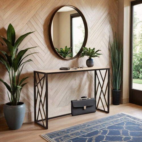 Κονσόλα Ivy pakoworld χρώμα καρυδί-μαύρο 120x35x75εκ 066-000015