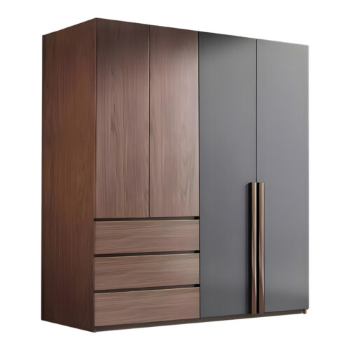 Ντουλάπα Sonlen pakoworld σε καρυδί-ανθρακί απόχρωση 160x52x195εκ 072-000100