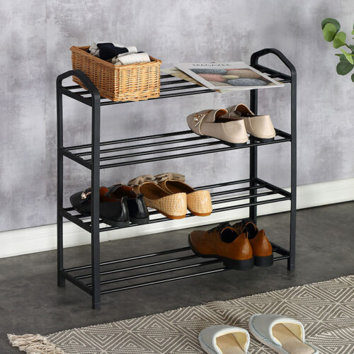 Παπουτσοθήκη Ramon pakoworld 12 ζευγών μέταλλο μαύρο 62x20x62εκ 085-000014