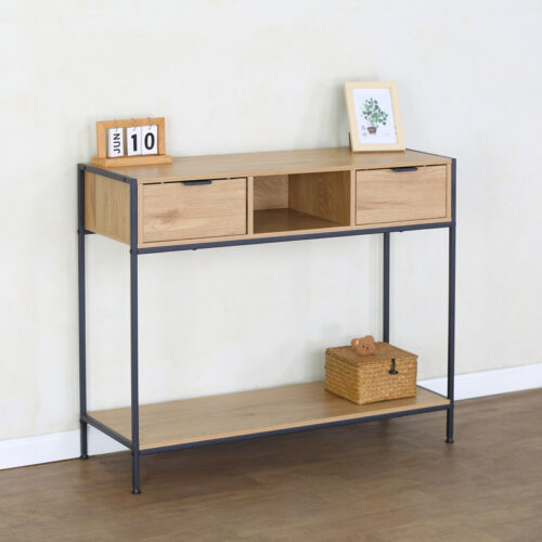 Κονσόλα Regando pakoworld σε oak απόχρωση με μαύρο μέταλλο 100x35x80εκ 085-000027