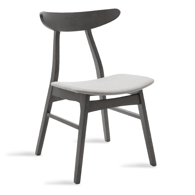 Καρέκλα Orlean pakoworld γκρι ύφασμα-rubberwood ανθρακί πόδι 097-000008