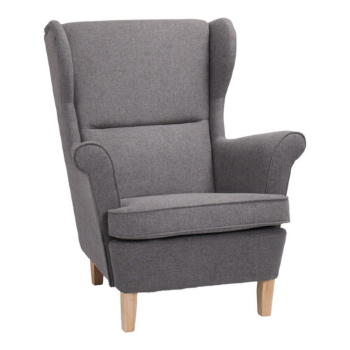 Πολυθρόνα - μπερζέρα Malei pakoworld ύφασμα σε γκρι απόχρωση-ξύλινα πόδια 85x93x100εκ 110-000110