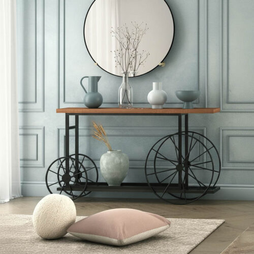 Κονσόλα Bike pakoworld χρώμα μαύρο-καρυδί 148x28x85εκ 120-000051