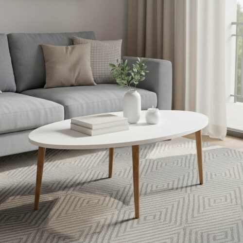 Τραπέζι σαλονιού Barton pakoworld λευκό-καφέ 90x45x40εκ 120-000136