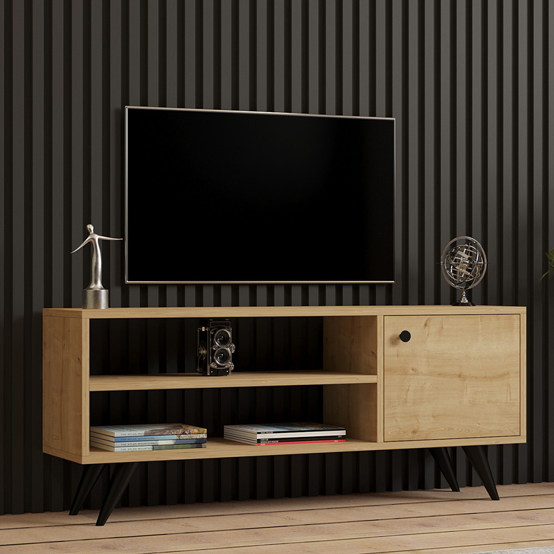Έπιπλο τηλεόρασης Wison pakoworld σε oak απόχρωση 120x29x50εκ 120-000542