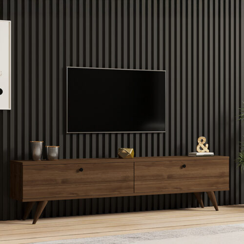 Έπιπλο τηλεόρασης Jate pakoworld σε καρυδί απόχρωση 160x25x40εκ 120-000549