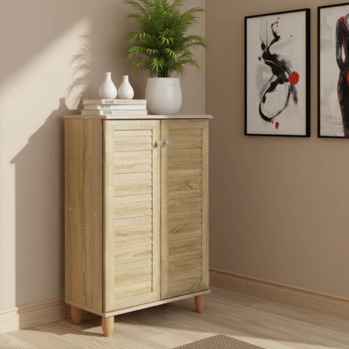 Παπουτσοθήκη-ντουλάπι SANTO pakoworld 10 ζεύγων χρώμα sonoma 60x34,5x91,5εκ 123-000029