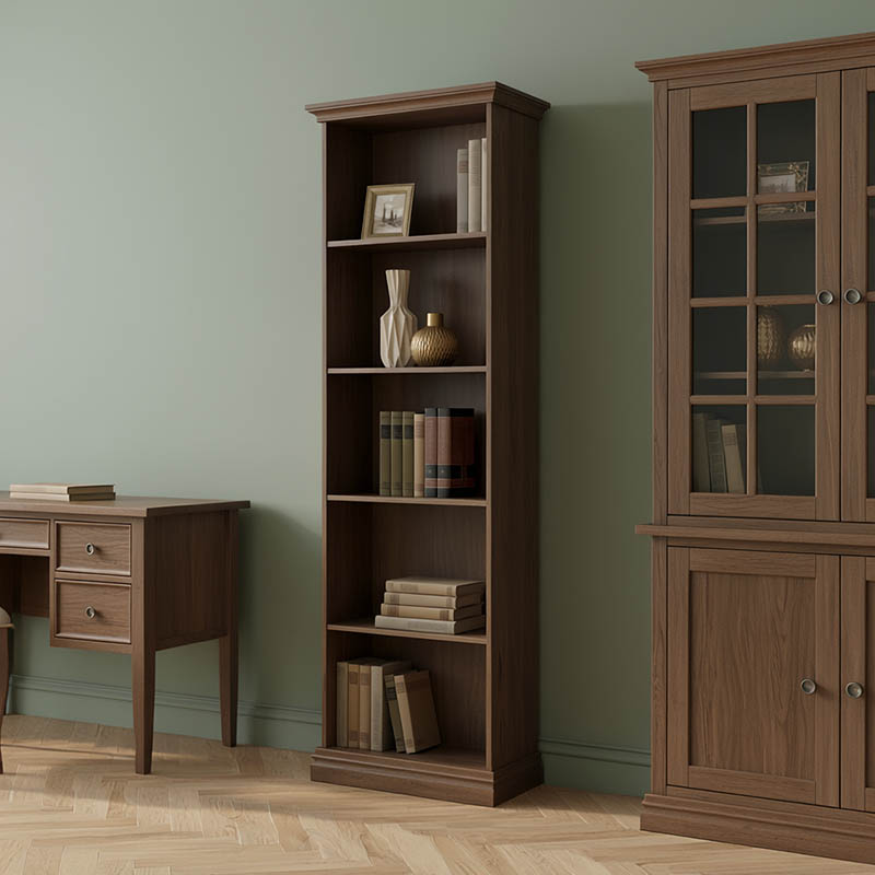 Βιβλιοθήκη Mozart pakoworld χρώμα καρυδί 60x34,5x202,5εκ 123-000126