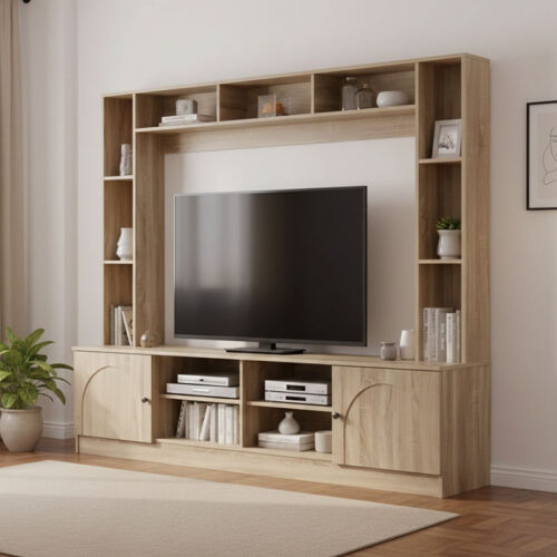 Σύνθετο σαλονιού Ambera pakoworld σε sonoma απόχρωση 200x40x171.5εκ 123-000264