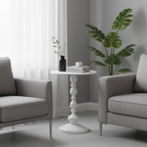 Βοηθητικό τραπέζι Anesor pakoworld μέταλλο σε κρεμ απόχρωση Φ40x52εκ 128-000060