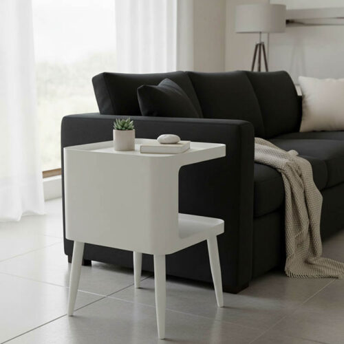 Βοηθητικό τραπέζι Cubino pakoworld μέταλλο σε κρεμ απόχρωση 35x35x50εκ 128-000066