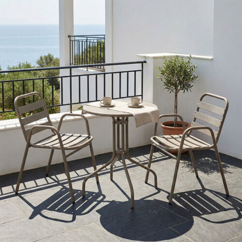 Tραπεζαρία Sussie-Vergo pakoworld σετ 3τεμ σαμπανιζέ μέταλλο-αλουμίνιο Φ60x70εκ 130-000072