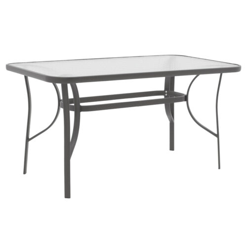 Τραπέζι Ensure pakoworld ανθρακί μέταλλο-tempered γυαλί 120x70x70εκ 130-000079