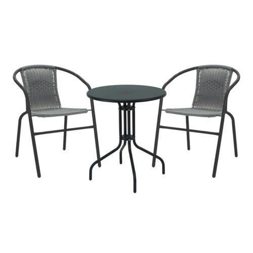 Τραπεζαρία Vergo-Obbi pakoworld 3τεμ μαύρο μέταλλο Φ60x70εκ 130-000140