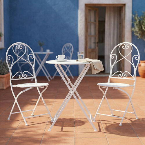 Τραπεζαρία Walen pakoworld σετ 3τεμ μέταλλο λευκό 137-000003