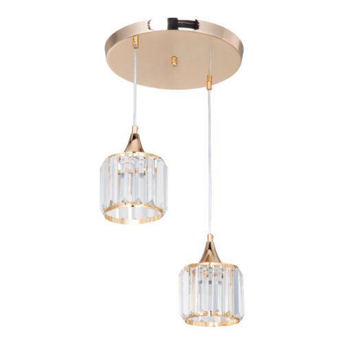 Φωτιστικό οροφής δίφωτο PWL-1025 pakoworld Ε27 χρυσό-γυαλί Φ30x70εκ 147-000041