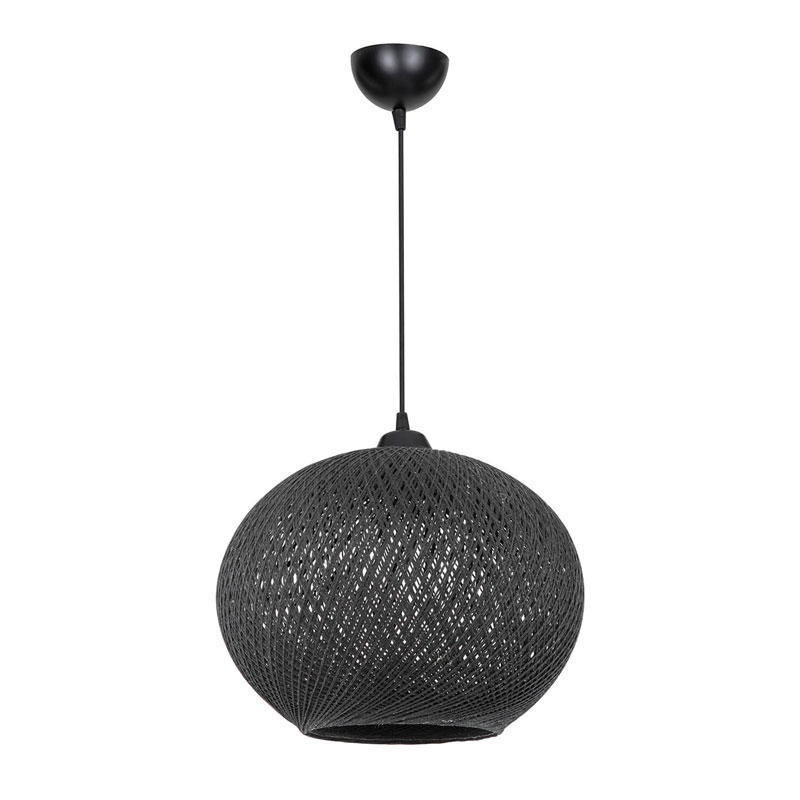 Φωτιστικό οροφής μονόφωτο Leshia pakoworld Ε27 μαύρο Φ38x38εκ 147-000055