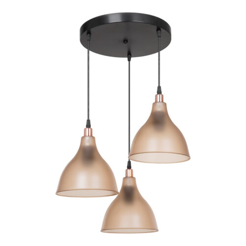 Φωτιστικό οροφής τρίφωτο Orazio pakoworld Ε27 μελί-μαύρο Φ40x80εκ 147-000153