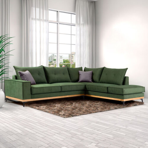 Γωνιακός καναπές αριστερή γωνία Luxury II pakoworld ύφασμα κυπαρισσί-ανθρακί 290x235x95εκ 168-000001