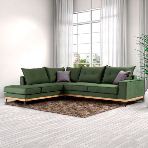 Γωνιακός καναπές δεξιά γωνία Luxury II pakoworld ύφασμα κυπαρισσί-ανθρακί 290x235x95εκ 168-000002