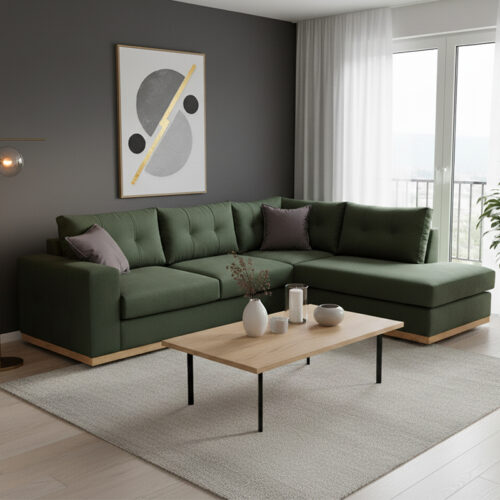 Γωνιακός καναπές αριστερή γωνία Boston pakoworld ύφασμα κυπαρισσί-ανθρακί 280x225x90εκ 168-000017