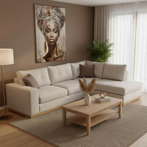 Γωνιακός καναπές αριστερή γωνία Boston pakoworld ύφασμα cream-mocha 280x225x90εκ 168-000019