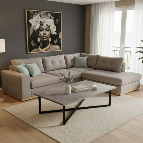 Γωνιακός καναπές αριστερή γωνία Boston pakoworld ύφασμα elephant-ciel 280x225x90εκ 168-000021