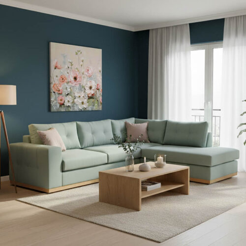 Γωνιακός καναπές αριστερή γωνία Boston pakoworld ύφασμα ciel-cream 280x225x90εκ 168-000025