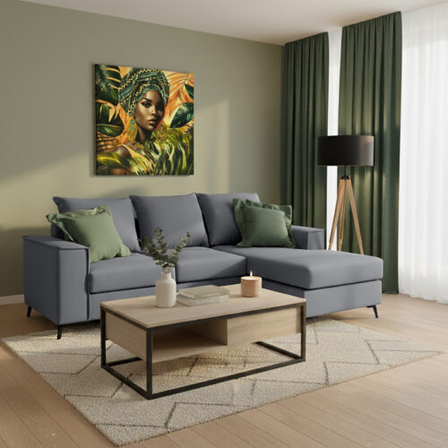 Γωνιακός καναπές Fabulous pakoworld αναστρέψιμος ύφασμα ανθρακί-κυπαρισσί 240x165x95εκ 168-000038