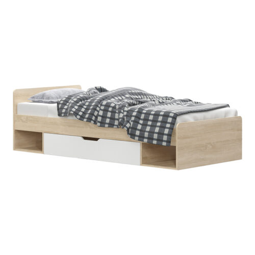 Κρεβάτι με συρτάρι Letto pakoworld σε oak - λευκό απόχρωση 90x200εκ 173-000049