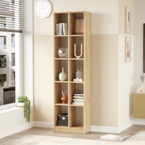 Βιβλιοθήκη Oteca 10θέσεων pakoworld oak 51.1x25.4x180εκ 176-000198