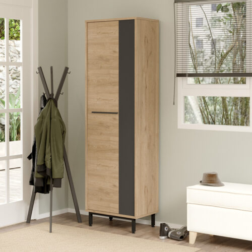 Παπουτσοθήκη Scarpiera pakoworld 18 ζευγών σε φυσικο-ανθρακι απόχρωση 57.2x35.5x185.6εκ 176-000207