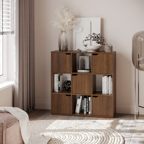 Βιβλιοθήκη Bookel pakoworld σε καρυδί απόχρωση 88.5x27.5x89.3εκ 184-000111