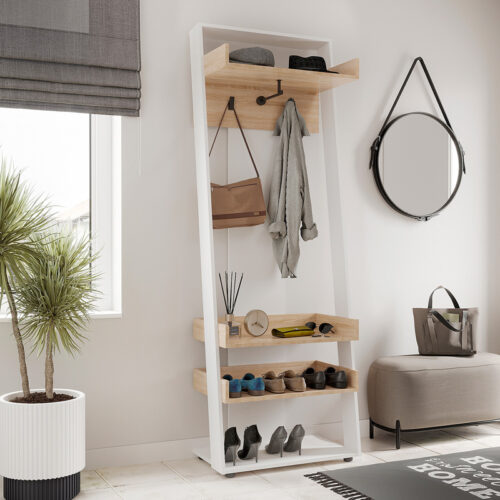 Έπιπλο εισόδου Sciove pakoworld σε λευκή-φυσική απόχρωση 70x40x200εκ 184-000120