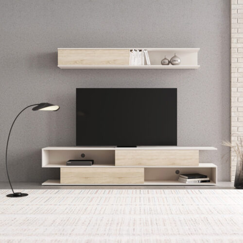 Σύνθετο σαλονιού Brick pakoworld σε sonoma oak-κρεμ απόχρωση 240x40x50.4εκ 192-000045