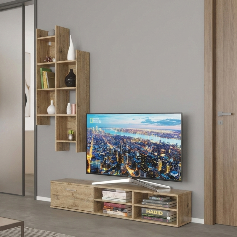 Σύνθετο σαλονιού Sarona pakoworld oak 150x35x160εκ 192-000057